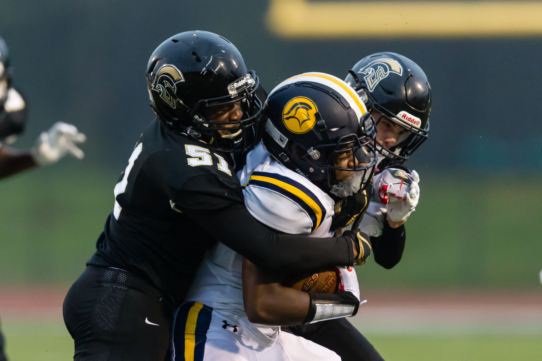The Cabarrus Warriors (Cannon School / Concord First Assembly) defeat the North Raleigh Christian Academy Knights 21-14 on Friday Night.